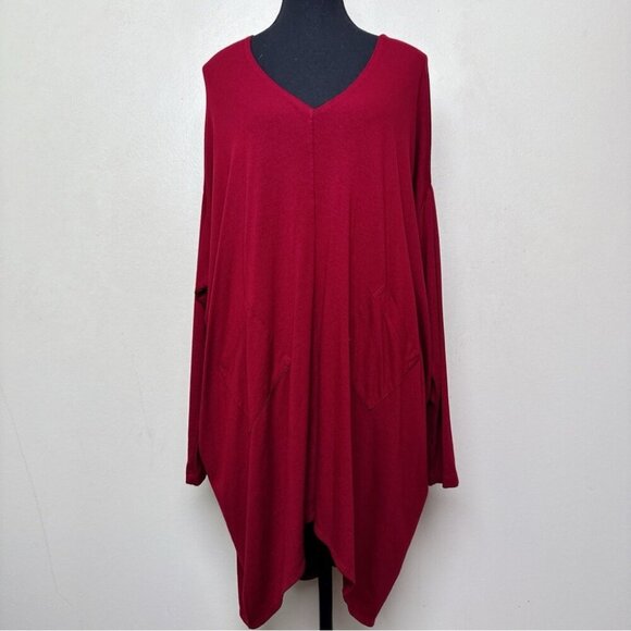 Bryn Walker Womens Small Oversized Asymmetrical Vneck Pocket Tunic Dress - Picture 2 of 14